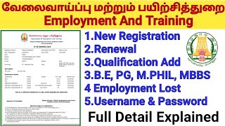 Employement Registration  How To Renewal  BE amp Professional Courses Add  Full Detail Explained [upl. by Cybil192]