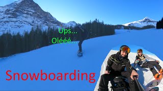 Snowboarding fun at Jungfrau ski area  Mannlichen Grund Wengen Grindelward  Bern Switzerland [upl. by Burhans]