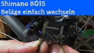 Scheibenbremse quietscht  wenig Bremskraft Bremsbeläge am Fahrrad wechseln Shimano B01S [upl. by Decamp]