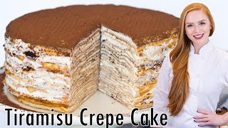 40Layer Tiramisu Crepe Cake Recipe With Coffee Crepes amp Whipped Cream [upl. by Aelrac]