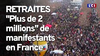 Réforme des retraites  quotPlus de 2 millionsquot de manifestants en France selon Martinez [upl. by Donata]