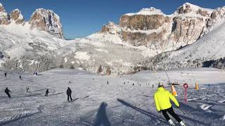 Canazei Belvedere ski area Val di Fassa Dolomiti Italy Sellaronda [upl. by Llerrom]