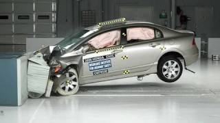 2006 Honda Civic 4door moderate overlap IIHS crash test [upl. by Bouldon321]