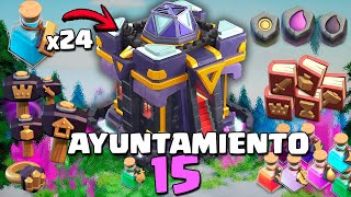 GASTANDO TODO en mi NUEVO AYUNTAMIENTO 15  CLASH OF CLANS [upl. by Sorcim]