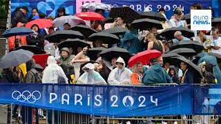 Paris 2024 Olympics opening ceremony People watching in fan zones in Paris [upl. by Ainafetse]