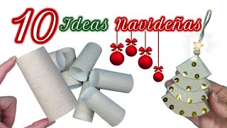 NUEVAS IDEAS Navidad 2023 🎄 10 MANUALIDADES para hacer ADORNOS NAVIDEÑOS 🎅con tubos de cartón ♻️ DIY [upl. by Kruter612]