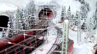 Winter Aufnahmen SBB BLS SNCF locos with ESU Sound Märklin Modelleisenbahn Anlage [upl. by Bertram]