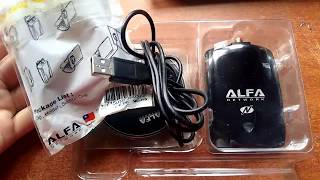 alfa awus036nha unboxing En español 2018 adaptador wifi usb potente [upl. by Dracir]