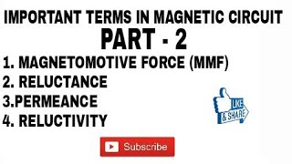 2 MAGNETOMOTIVE FORCEMMF RELUCTANCE PERMEANCE RELUCTIVITY  IMP TERMS IN MAGNETIC CIRCUIT [upl. by Tingey]