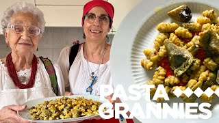 92 year old Giulia makes saffron malloreddus pasta with artichokes Pasta Grannies [upl. by Dedie]