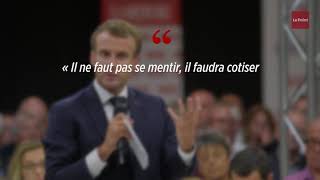 Retraites  Macron défend un système « qui construit lavenir » [upl. by Ailes379]