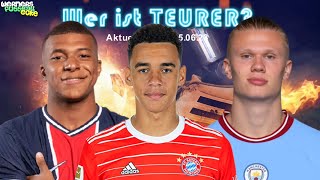 Errate die Fussballer die teurer sind 👀 Marktwert Update ⚽️ Fußball Quiz 2023 [upl. by Euqnomod]