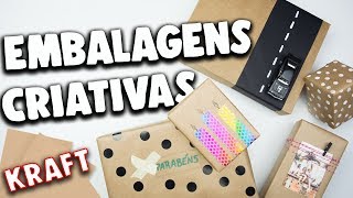 5 IDEIAS CRIATIVAS EMBALAGEM DE PRESENTE COM PAPEL KRAFT  UM PALPITE [upl. by Aserehc323]