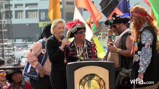 Comedian and 2024 Gasparilla Grand Marshal Bert Kreischer addresses the crowd [upl. by Romonda284]