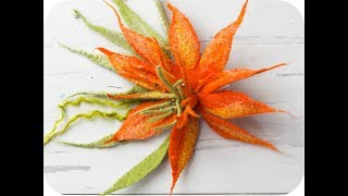 How to DIY felting tutorial on a flower Spiky Orange Flower  Felted Brooch [upl. by Scutt600]