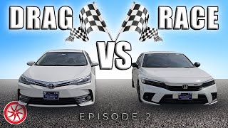 Civic Turbo RS vs Corolla Grande 18  Drag Race  PakWheels [upl. by Sherrard]