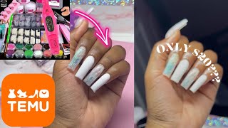 TESTING A 20 TEMU NAIL KIT  ACRYLIC NAIL TUTORIAL  TEMU NAILS 🧡 [upl. by Eiralam]