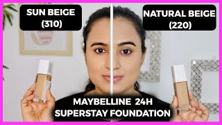 Maybelline 24h Superstay Foundation  Sun Beige vs Natural Beige  Waysheblushes [upl. by Irreg]