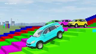 Double Flatbed Trailer Truck vs Speedbumps Train vs Cars BeamngDrive3 [upl. by Howie278]