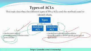 Types of ACLs  Standard ACL  Extended ACL  Difference Between Standard amp Extended ACLs [upl. by Swec]