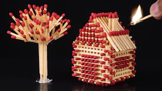 How To Make Matchstick House Without Glue  Match House Fire [upl. by Maillij]