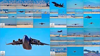 AC130J Ghostrider F16 F22 F15E A10 F35 EA18G C17 Globemaster III Takeoff [upl. by Ynahteb]