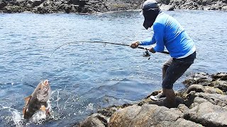 PESCA de CABRILLA con SEÑUELO JIG en las COSTAS del OCÉANO PACÍFICO [upl. by Madora]