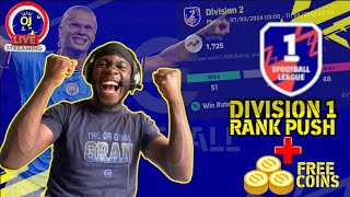 DIVISION 1 RANK PUSH  FREE COINS IN EFOOTBALL 2024 MOBILE LIVESTREAM [upl. by Boni]