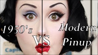 1950s Makeup VS Modern Pinup Makeup [upl. by Eitsirhc450]