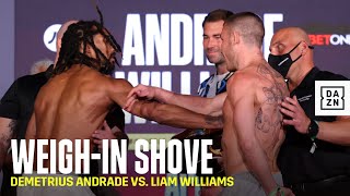 Demetrius Andrade amp Liam Williams Have HEATED WeighIn amp FaceOff [upl. by Gruchot62]