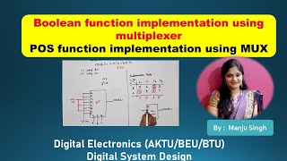 Boolean function Implementation using Multiplexer  POS product of Sum  function implementation [upl. by Gage69]