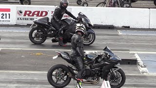 H2 Ninja vs Hayabusa  motorcycles drag racing [upl. by Bugbee]