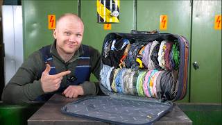 Packing a Suitcase with a 150Ton Hydraulic Press [upl. by Ainer]