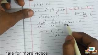 Implicit Function In derivative  By Free Ki Pathshala  Business mathematics [upl. by Kcirdnekal246]