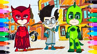 Pj Masks NEW Coloring Pages  How to Color Catboy Owlette Romeo Gekko [upl. by Eedebez]