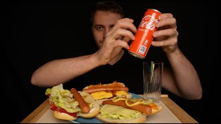 Various HOT DOG ASMR Mukbang Eating and Coke Gulping No Talking [upl. by Willetta]