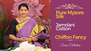 Pure Mysore Silk  Jamdani Cotton amp Chiffon Fancy Sarees Collection  Gayathri Reddy [upl. by Noyek]