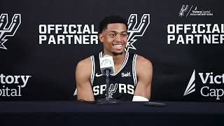 202324 San Antonio Spurs Media Day  Keldon Johnson Media Availability [upl. by Nerdna]