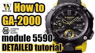 GA2000 Carbon Core Guard GShock tutorial  how to setup amp use ALL the functions on the 5590 module [upl. by Nessaj273]