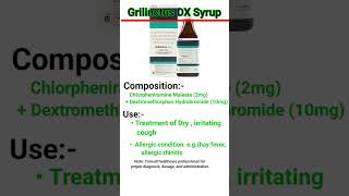 shotr 💊🌡️medicaleducation Grilinctus DX Syrup [upl. by Sibyl]