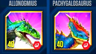 ALLONOGMIUS VS PACHYGALOSAURUS  JURASSIC WORLD THE GAME [upl. by Garibald]