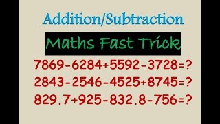 Addition and Subtraction Tricks of large numbers in few secondsSpeed Maths  ADDA IQ [upl. by Crandale807]