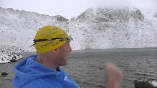 Extreme winter swimming Red Tarn Lake District [upl. by Enyak]