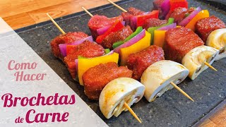 BROCHETAS DE CARNE Y VERDURAS 🔥 Brochetas de carne de res a la plancha [upl. by Parfitt]