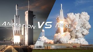 Falcon Heavy Demo  Real Life vs Animation [upl. by Rubi]