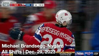 Michael BrandseggNygård  All Shifts  Team Norway U20 vs Team Slovakia U20 WJC  12 29 2023 [upl. by Acinej]