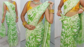 HOW TO DRAPE YOUR COTTON JAMDANI SAREE PERFECTLYSAREE DRAPING TUTORIALHINDI [upl. by Jarret]