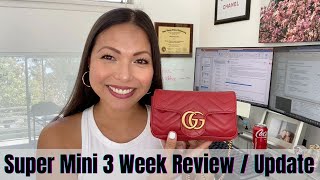 Best Bag Ever  Gucci Marmont Super Mini 3 Week Review  Different Ways to Wear [upl. by Ainerol]