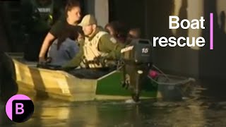 Hurricane Milton Floods Coastal Florida Boats Rescue People [upl. by Ashlee]