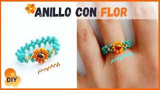 🌻 Como hacer ANILLOS de FLOR con MOSTACILLAS fáciles  Anillos aesthetic de moda [upl. by Aidahs453]